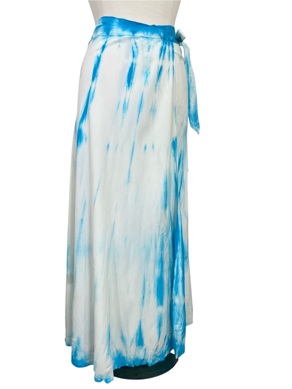 Boho free spirit Advance Apparels Blue and White Tie-Dye Maxi Wrap Skirt